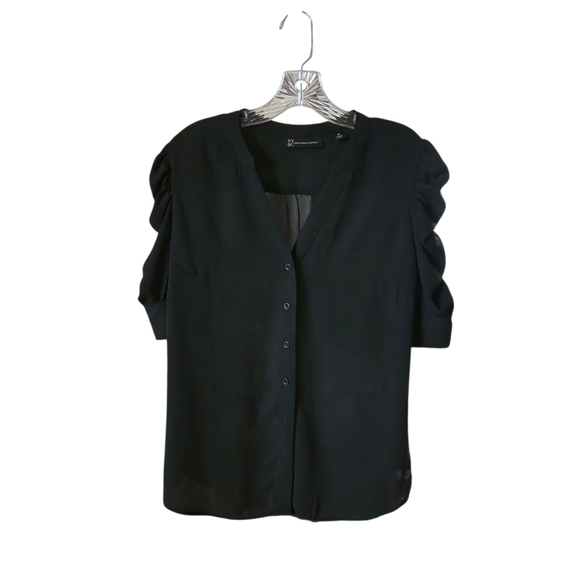 New York & Company Black Button-Up Blouse - Picture 1 of 9